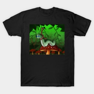 Two Best Friends, a caterpillar and a worm on a mushroom fantasy T-Shirt